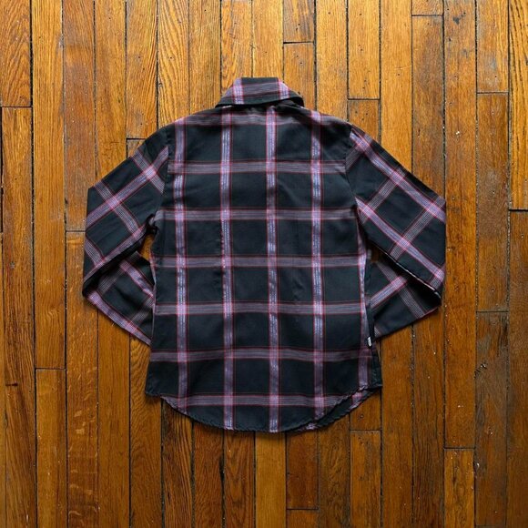 Vintage 70s 80s Levis Western Rodeo Plaid Shirt Women 6 Black Blue Red Button - Picture 5 of 6